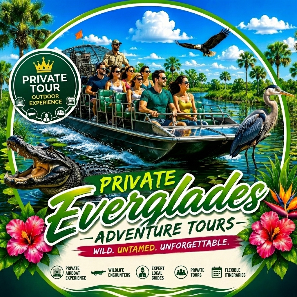 Private Everglades Roofless Airboat Adventure — small group of travelers cruising the wetlands with expert captain